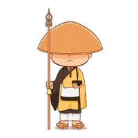 Cartoon character of Japanese Buddhist monk. vector