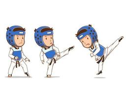 personaje de dibujos animados del jugador de taekwondo. vector