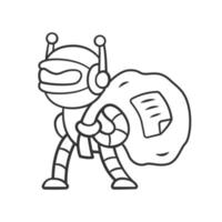 Scraper bot linear icon. Malicious bad robot. Content stealing. Web scraping service. Artificial intelligence. Thin line illustration. Contour symbol. Vector isolated outline drawing. Editable stroke