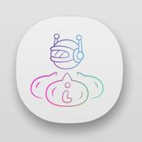 Informational bot app icon. Robot virtual assistant. Artificial intelligence. Machine learning, software application. UI UX user interface. Web or mobile applications. Vector isolated illustrations