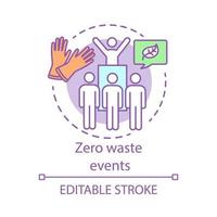 Zero waste events concept icon. Nature saving protest, earth protection, environmental meeting and activists idea thin line illustration. Vector isolated outline drawing. Editable stroke