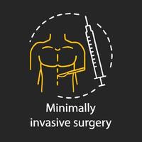 Minimally invasive surgery chalk icon. Small incisions. Endoscope camera. Safe surgical techniques. Plastic surgery. Medical instruments. Isolated vector chalkboard illustration