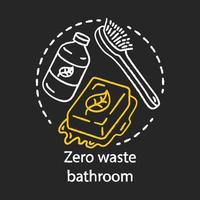 Zero waste bathroom chalk concept icon. Organic, eco skincare cosmetics and eco, friendly beauty products idea. Green lifestyle, waste management. Vector isolated chalkboard illustration