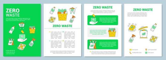 Zero waste lifestyle brochure template layout. Environment protection flyer, booklet, leaflet print design with linear illustrations. Vector page layouts for magazines, annual reports and advertising