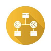 Decision diagram flat design long shadow glyph icon. Block chart. Problem solutions. Operations research. Decision tree. Management. Information symbolic representation. Vector silhouette illustration