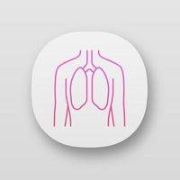 Healthy lungs app icon. Human organ in good health. People wellness. Functioning pulmonary system. Respiratory health. UI UX user interface. Web or mobile applications. Vector isolated illustrations