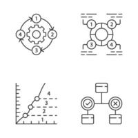 Diagram concepts linear icons set. Decision, explanatory, phase, process charts. Information symbolic representation. Thin line contour symbols. Isolated vector outline illustrations. Editable stroke