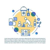 Time together article page vector template. Kids educational games. Brochure, magazine, booklet design element with linear icons and text boxes. Print design. Concept illustrations with text space