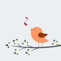 Cute bird sings vector