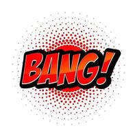 Bang custom text vector design. The letters are red with a halftone texture in the background.