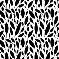 Black and white pattern with leaves vector