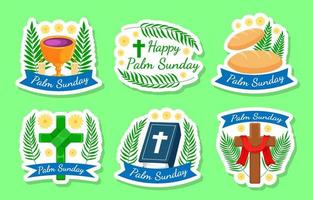 Palm Sunday Sticker Set Collection vector