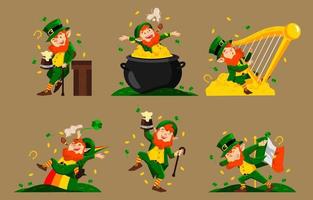 Funny Leprechaun Character in Joyful Spring vector