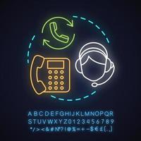 Call neon light concept icon. Hotline idea. Call center. Phone support service. Glowing sign with alphabet, numbers and symbols. Vector isolated illustration