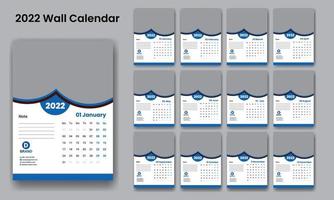 vector gratis de diseño de plantilla de calendario 2022