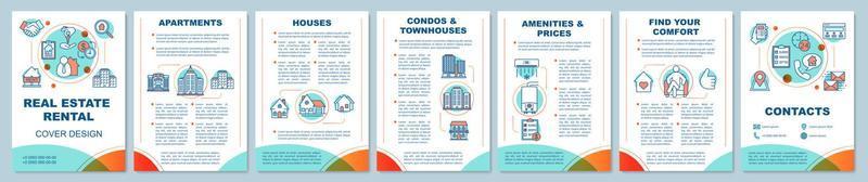 Real estate rental brochure template layout. Leasing of property.Flyer, booklet, leaflet print design with linear illustrations. Vector page layouts for magazines, annual report, advertising posters