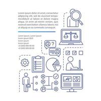 Headhunting article page vector template. Brochure, magazine, booklet design element with linear icons. Hr management, recruitment print design. Concept illustrations with text space