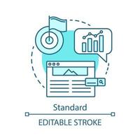 Standard concept icon. SEO keyword tool subscription idea thin line illustration. Search engine optimization. Vector isolated outline drawing. Increasing visibility of website. Editable stroke