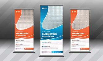 Business Roll up banner stand template design with brochure cover vector