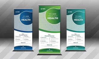 Creative Medical Roll Up Banner Design Template For Hospital Pro Vector