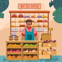 Grocery Stall Back To Buisness Concept vector