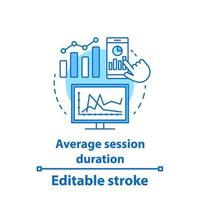 Average session duration concept icon. Web analytics idea thin line illustration. Website traffic. Sales conversion rate. Vector isolated outline drawing. Editable stroke