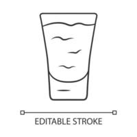 Shot linear icon. Cocktail in glass. Alcoholic drink. Tumbler with shooter. Beverage for party, celebration. Thin line illustration. Contour symbol. Vector isolated outline drawing. Editable stroke