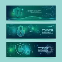 concepto de banner web de seguridad cibernética digital vector