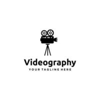 el icono de videografía aislado sobre fondo blanco. elementos de diseño de logotipo, diseño plano simple y limpio de la plantilla de logotipo de videografía. vector