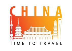 China famous landmark silhouette style,vector illustration vector