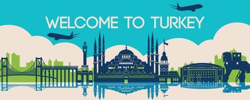 famous landmark of Turkey,travel destination,silhouette design vector