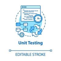 Unit testing turquoise concept icon. Software development stage idea thin line illustration. App perfomance verification. Java source code. IT project. Vector isolated outline drawing. Editable stroke