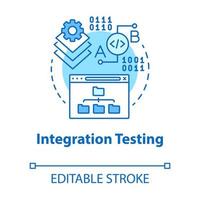 Integration testing turquoise concept icon. Software development stage idea thin line illustration. App perfomance verification. IT project managment. Vector isolated outline drawing. Editable stroke