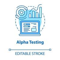 Alpha testing turquoise concept icon. Software development stage idea thin line illustration. App perfomance verification. IT project managment. Vector isolated outline drawing. Editable stroke