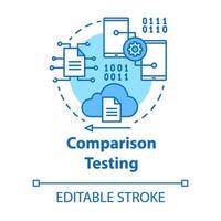 Comparison testing turquoise concept icon. Software development stage idea thin line illustration. Verify weakness and strength of IT project. Vector isolated outline drawing. Editable stroke