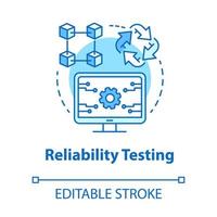 Reliability testing turquoise concept icon. Software development idea thin line illustration. App programming. Failure-free perfomance. IT project. Vector isolated outline drawing. Editable stroke