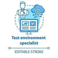 Test environment specialist turquoise concept icon. Software development idea thin line illustration. App coding professional. IT project management. Vector isolated outline drawing. Editable stroke