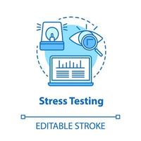 prueba de esfuerzo icono de concepto turquesa. Ilustración de línea fina de idea de etapa de desarrollo de software. verificación de la estabilidad y confiabilidad de la aplicación. se proyecta. dibujo de contorno aislado vectorial. trazo editable vector