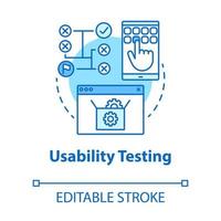 Usability testing turquoise concept icon. Software development idea thin line illustration. User interaction with system. App programming. IT project. Vector isolated outline drawing. Editable stroke