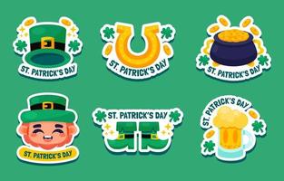 Cute Leprechaun and Shamrock Sticker Set Concept