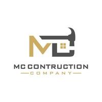 MC letter construction logo design vector