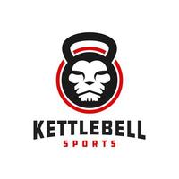 logotipo de vector de kettlebell de león