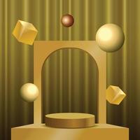 Background 3d Gold Render with Podium vector