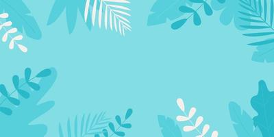 Backdrop for posters, banners, greeting cards and placards. Vector background with leaves and plants and flowers in simple flat style.