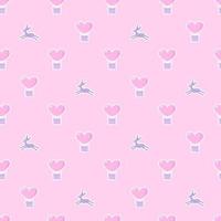 Seamless pattern with cute balloons and deers on pink background. vector