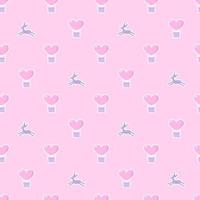 Seamless pattern with cute balloons and deers on pink background. vector