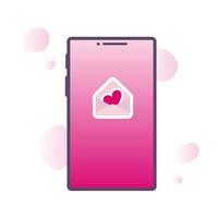 enviando el concepto de mensaje de amor. sitios web, banners, diseño de infografías. conjunto de teléfonos móviles con mensaje, icono de signo de vector de corazón. conjunto de ilustraciones de dibujos animados planos vectoriales para el día de san valentín.