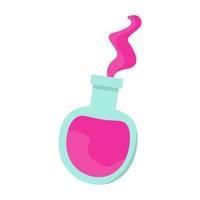 Cute bottle love potion and flask of magic elixir vector