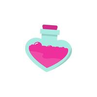 Cute bottle love potion and flask of magic elixir vector