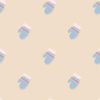 Winter seamless pattern with mittens, Christmas and New Year gloves vector background